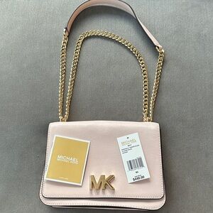 Michael Kors Blush Crossbody Bag with Gold Chain